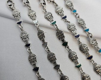 Tumi Doble Face Silver.950 Bracelets, Handcrafted, Healing God, Gift for Woman, Semiprecious Stone, Etsy Pick, Birthday, Majestic, Stars.