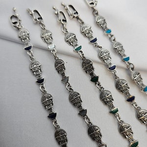 Tumi Doble Face Silver.950 Bracelets, Handcrafted, Healing God, Gift for Woman, Semiprecious Stone, Etsy Pick, Birthday, Majestic, Stars.