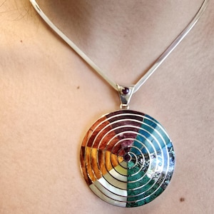 Stone infinity Pendant & Necklace Silver.950, Pachamama Pendant Stone, Spiral  Pachamama Pendant, Women&#39;s Gifts,.