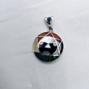 Sun Stone Pendant, Sun Multicolor Stone  Pendant Silver.950, Shine Sun Pendant, Handcrafted, Peruvian Gifts, Woman&#39;s Gift, Esty pick.