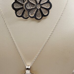 Handmade .950 Silver Flower Set: Textured Earrings & Chain