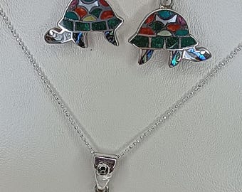 Cuzqueño Turtle Earrings and Pendant Set. Handcrafted Peruvian Jewelry.