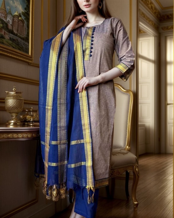 fcity.in - Women Handloom South Cotton Dress Material Salwar Suits Summer