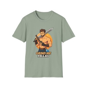 Grind Me Fellas Shirt - Funny Gaymer T-Shirt for LGBTQ+ Men - Queer Gaming Humor Tee - Joke Shirt - Flirty Pride Apparel