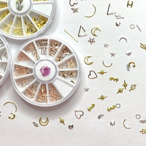 NEW! Wheels of charms/Japanese style nail art charms in mini wheels/12 metal charms per wheel/Resin arts/Press on nails