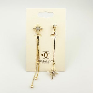 DANGLING WINTER STAR clip on earrings Nickel-free brass earrings dipped in 14K gold Everyday style