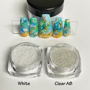 NEW! 5 grams and 7 grams White and clear AB caviar beads for nail art in pots/Resin art/Press on nails