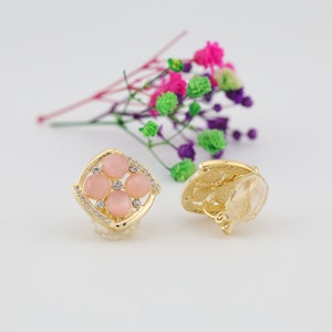 PINK CAT clip on earrings Nickel-free brass earrings dipped in 14K gold Everyday style