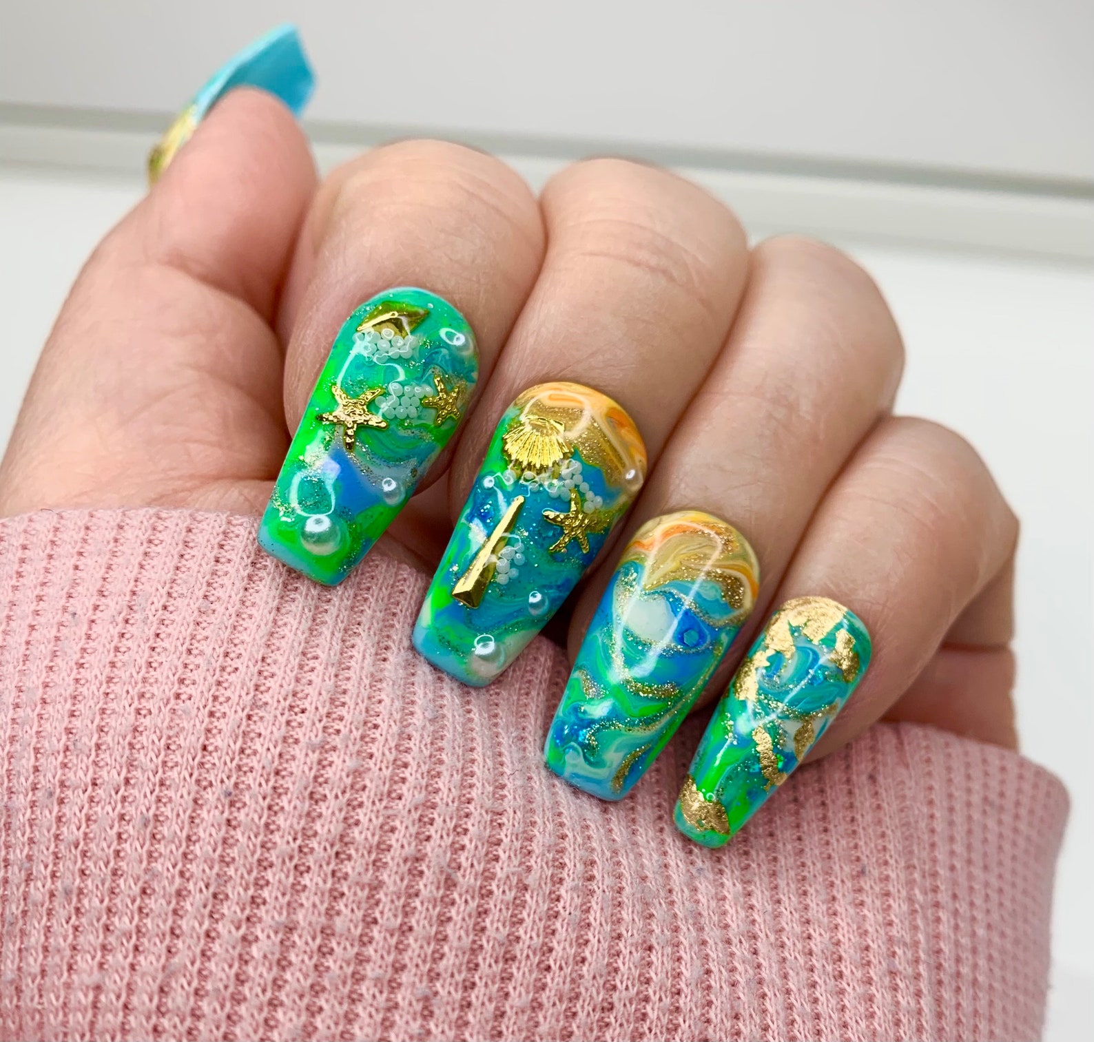 Nail Dollar Tree/Set of 10 pieces gold ocean style nail Etsy