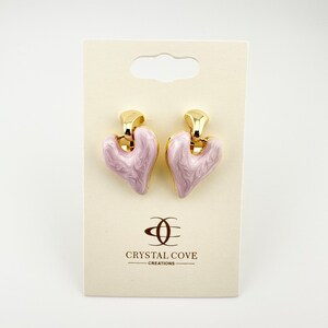 PURPLE HEARTS clip on earrings Nickel-free brass earrings dipped in 14K gold Everyday style