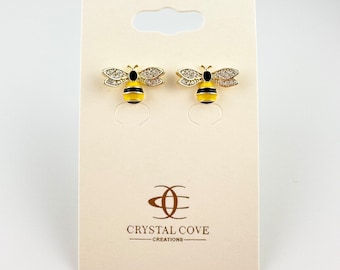 BUZZY BEES clip-on/post-back earrings Nickel-free brass earrings dipped in 14K gold Everyday style