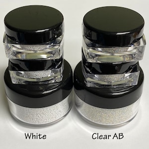 NEW! White and clear AB caviar beads for nail art in pots/Resin art/Press on nails