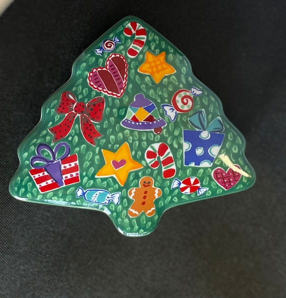 Mikasa Christmas Tree Candy Dish With Cover Etsy