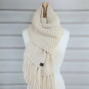Chunky Hand Knit Wool Blend Winter Scarf - Unisex, Extra Long, Handcrafted