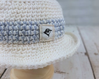 Crochet Baby Boy Cotton Sun Hat / Fedora - Size 3 to 6 months, Handcrafted