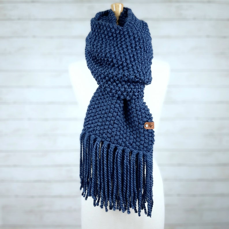 Chunky Hand Knit Wool Blend Winter Scarf - Unisex, Extra Long ...