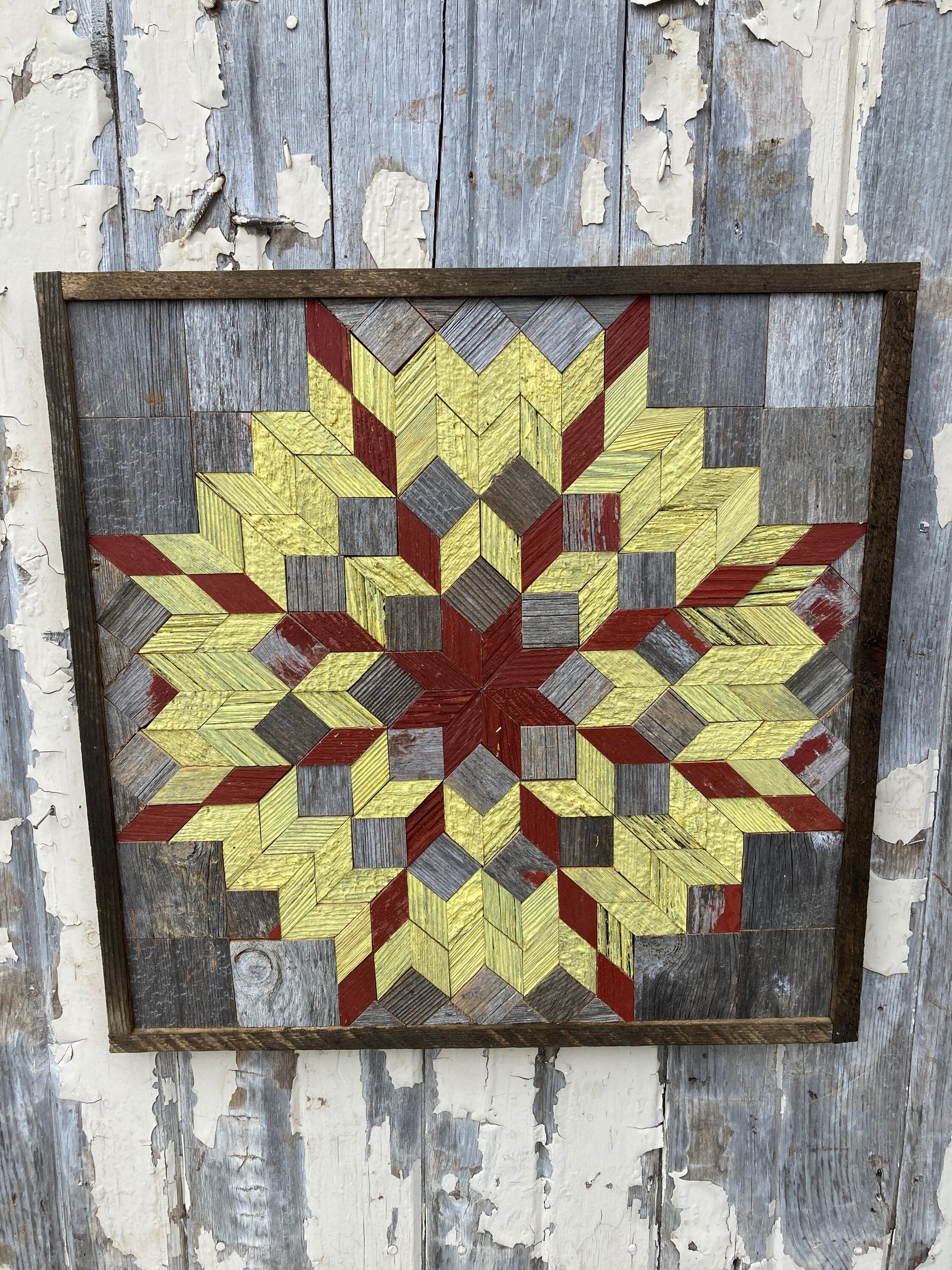 LS101 Amish Barn quilt wood plaque 21'X21