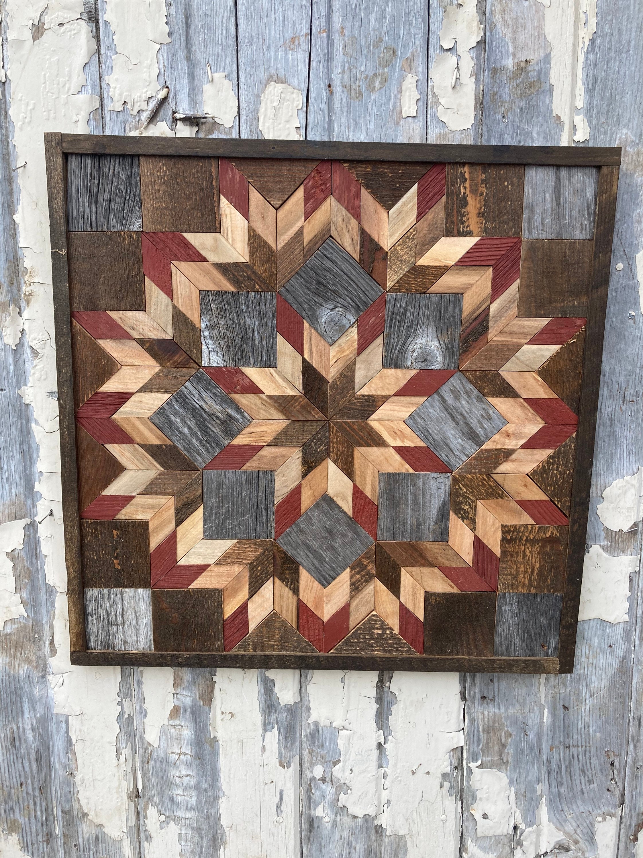 LS107 Amish Barn quilt wood plaque 21'X21
