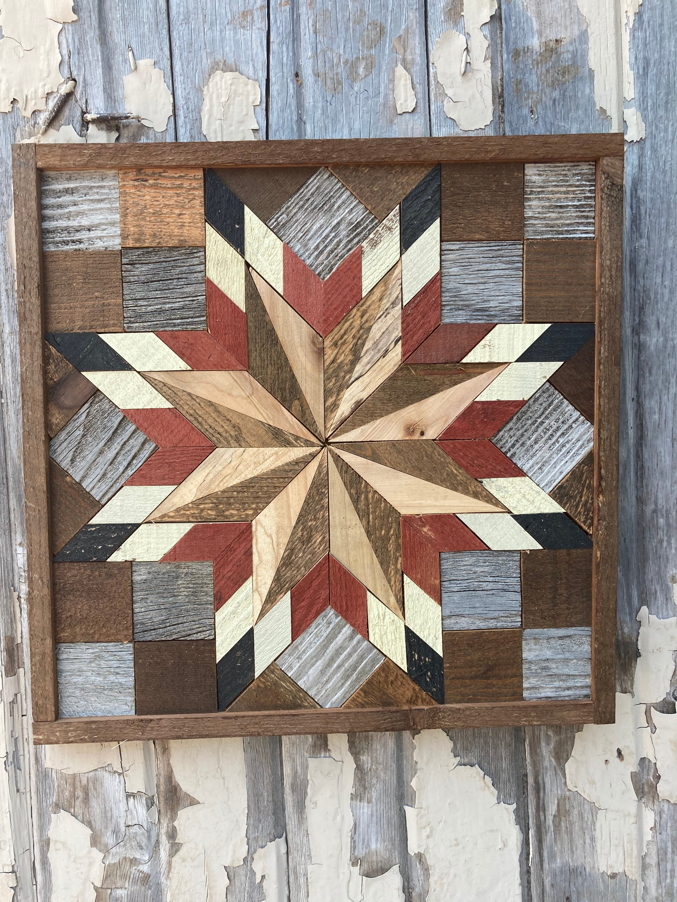 MS406 Amish Barn quilt wood plaque 15”x15”