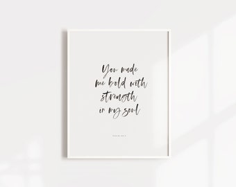 Psalm 138:3 Bible Verse Wall Decor - Scripture Wall Art - 5x7, 8x10, 11x14, 16x20 Poster - Watercolor Calligraphy - Printable