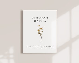Jehovah Rapha Floral Art Print – The Lord That Heals – Christian Home Decor (Digital Download)