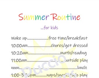 Summer Routine For Kids