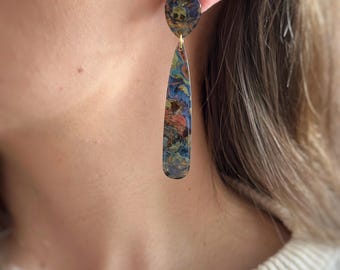 Galaxy Statement Earrings, Cosmic Resin Earrings, Celestial Dangle Earrings, Unique Jewerly, Space-Inspired Earrings, Starry Night Earrings