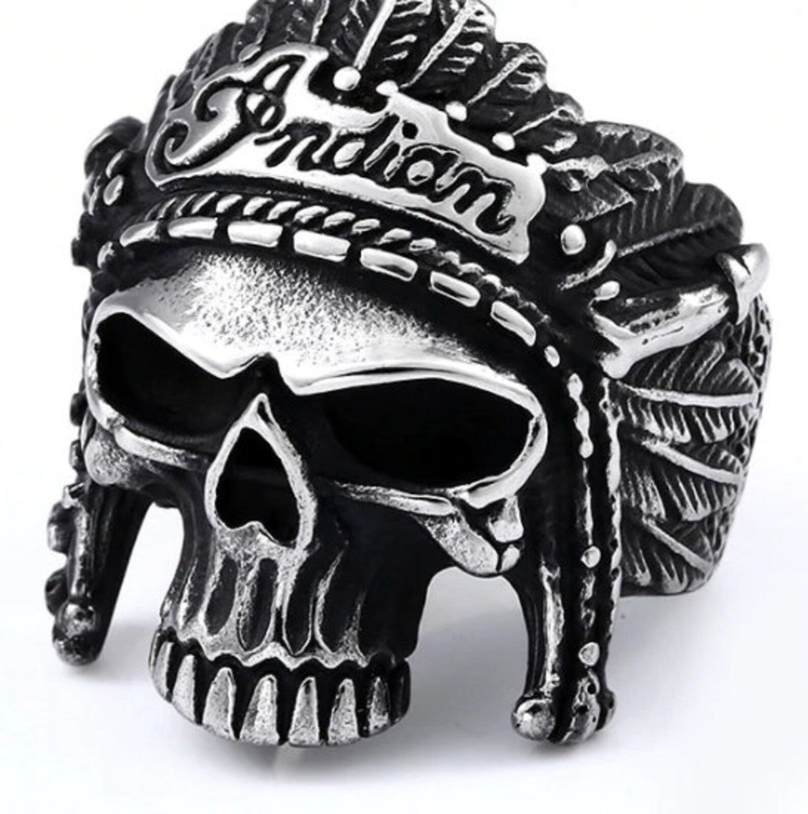 Indian Motorcycle mans ring large skull ring size 10 Etsy