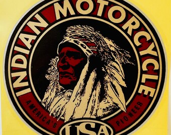 Indian Motorcycle logo sticker - vintage Indian Motorcycle vinyl decal - Indian Motorcycle Chief Sticker - Large Indian Vinyl  Sticker  IMRG