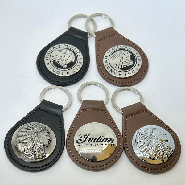 Indian Motorcycle PLU leather key fobs with your choice of a concho medallion - Indian Motorcycle key tags - Indian Motorcycle key fob -