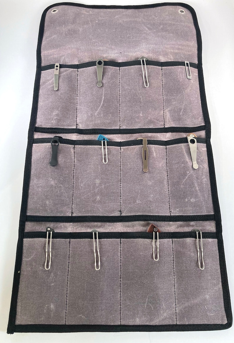 Waxed Canvas Folding Pocket Knife Case. Rivertree MB Pocket Knife Roll