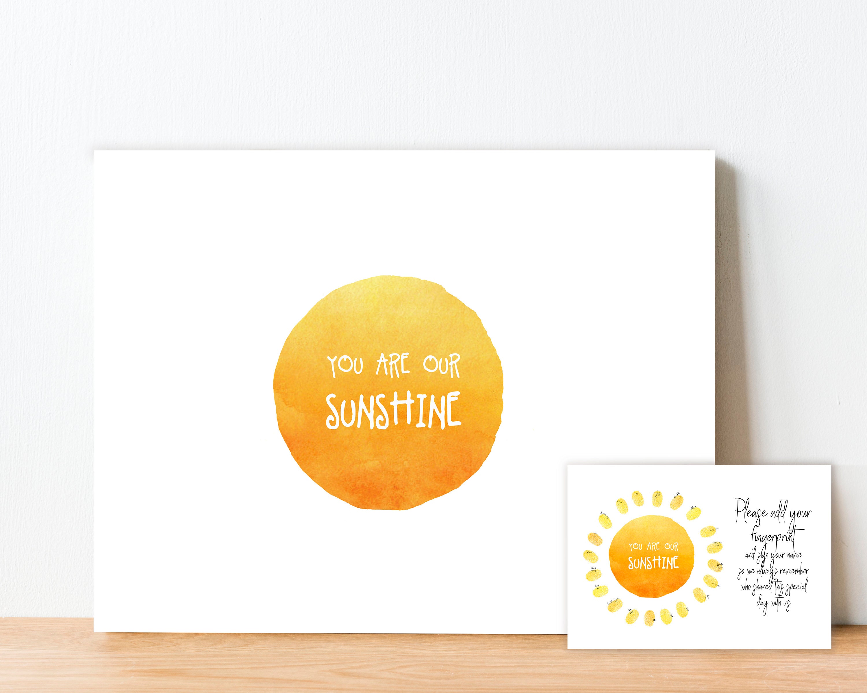 Sun Fingerprint Nursery Art Baby Shower guestbook Etsy España