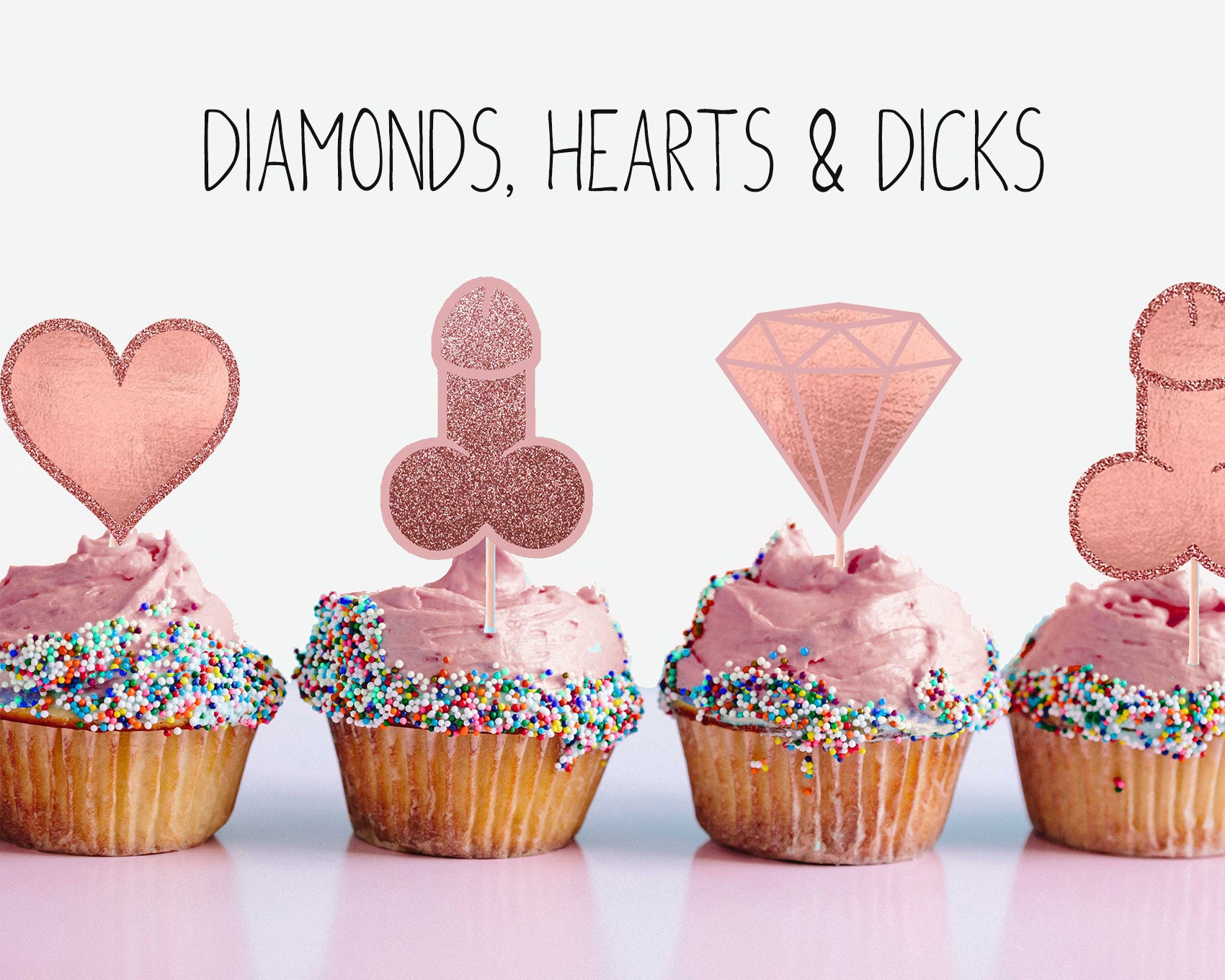 Bachelorette Cupcake Toppers Penis Cupcake Toppers Diamond Etsy