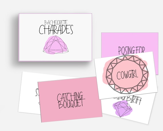 Bridal Charades Cards Set of 24 Girls Night Out Bachelorette Party Game Bridal Charades Cards Set of 24 Girls Night Out Bachelorette Party Game