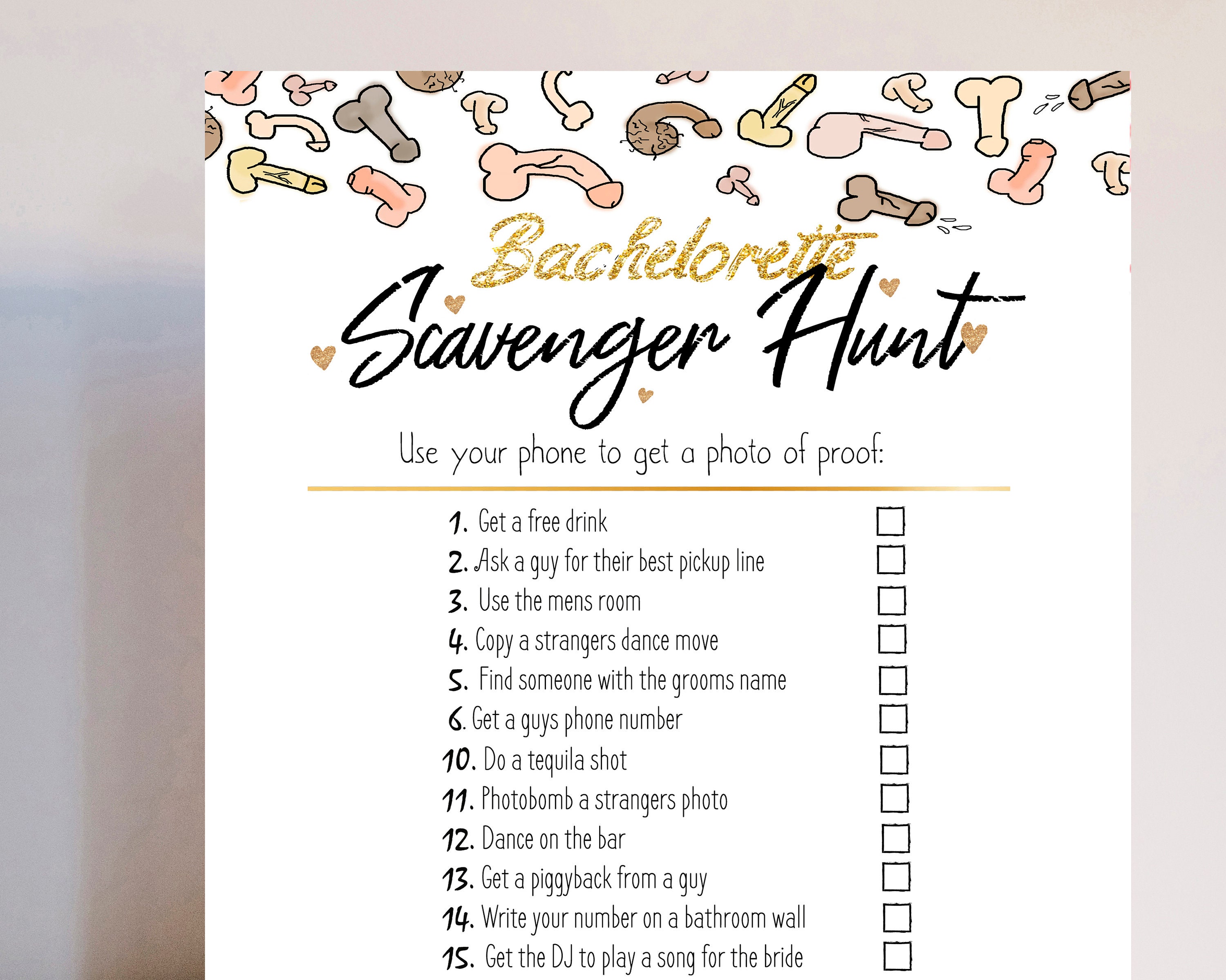 Cuscino Da Fiammata Bachelorette Party Scavenger Hunt Suonare Il Piano 