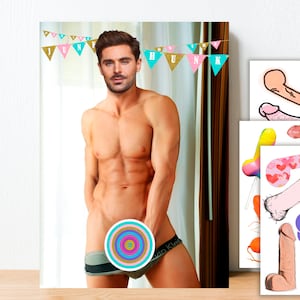 Pin the Junk on the Hunk, Junk on the Hunk, Hens Party Games, Pin the Tail on the Hunk, Bachelorette Party Supplies, zac efron, printable