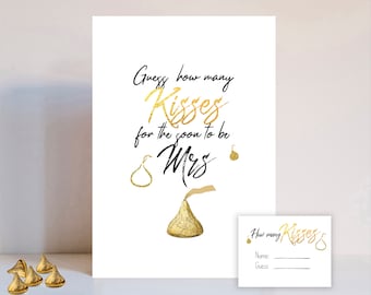 Guess how many kisses in the jar, Hens kiss, Bachelorette party games, hens party game, kisses for the future Mrs, download, printable,