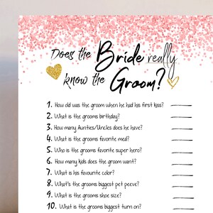 Does the Bride Really Know the Groom Bachelorette Party Games Hens ...