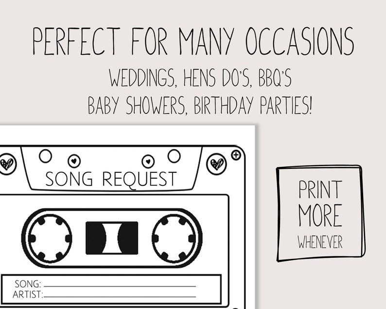 Song Request Cards Printable Wedding Song Request Cards - Etsy
