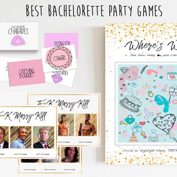 Bachelorette party set - bachelorette party games - bridal party games - hens party decorations - printable - download - best hens party