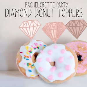 Toppers ciambella, toppers cupcake diamante, toppers cupcake addio al nubilato, decorazioni addio al nubilato, festa di fidanzamento, stampabile