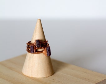 Natural Ruby Ring - Raw Ruby - Electrofomed Ring - Copper Ring - July Birthstone - Dainty Ring - Stacking Ring - Minimalist Ring