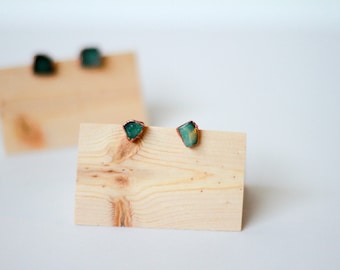 Natural Aventurine Stone Earrings - Aventurine Earrings - Electroformed Earrings - Stud Earrings - Minimalist Earrings