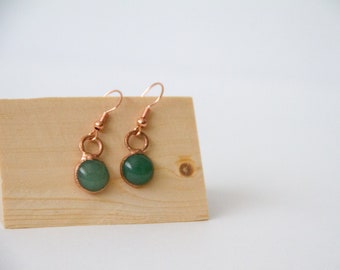 Natural Aventurine Drop Earrings - Aventurine Earrings - Crystal Earrings - 10mm Earrings - Minimalist Earrings