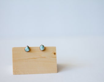 Natural Larimar Stone Earrings - Larimar Earrings - Electrofomed Earrings - Stud Earrings - Minimalist Earrings