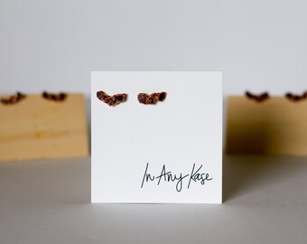 Natural Ruby Stone Earrings - Ruby Earrings - Electroformed Earrings - Studs - Ear Climbers - Minimalist Earrings - July Birthstone
