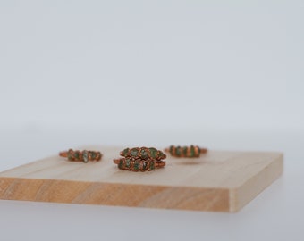 Natural Peridot Ring - Peridot Ring - Electroformed Ring - Copper Ring - Dainty Ring - August Birthstone - Minimalist Ring - Multistone Ring