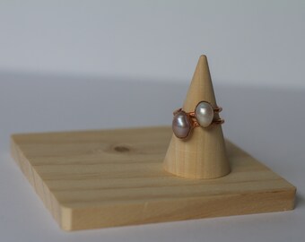 Natural Freshwater Pearl Ring - Pearl - Electrofomed Ring - Copper Ring - June Birthstone - Dainty Ring - Stacking Ring - Minimalist Ring