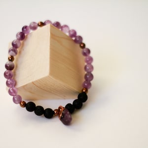Natural Amethyst Beaded Bracelet - Amethyst Bracelet - Crystal Bracelet - Beaded Bracelet - Stretch Bracelet - Stacking Bracelet