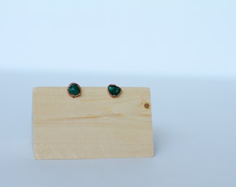 Natural Malachite Stone Earrings - Malachite Earrings - Electrofomed Earrings - Stud Earrings - Minimalist Earrings